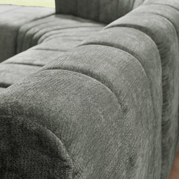 English Elm Modern Chenille Curved Modular Sectional with Channel Stitching and Movable Ottoman Dark Gray W487S00558
