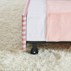 English Elm Full‑size Convertible Daybed Sofa with Pull-out Trundle Pockets and Polyester Upholstery Tufted Button Pink W487S00565