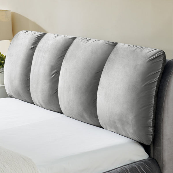 English Elm Queen Upholstered Platform Bed Segmented Velvet Headboard Modern Minimalist Bedroom Frame Gray W487S00570