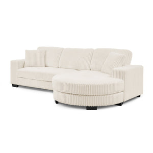 English Elm Corduroy Tufted Sectional Sofa with Convertible L Shaped Chaise and Arc Footstool Beige W487S00597