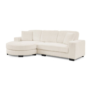 English Elm Corduroy Tufted Sectional Sofa with Convertible L Shaped Chaise and Arc Footstool Beige W487S00597