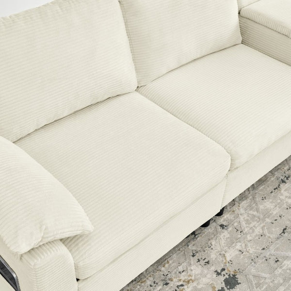 English Elm Modern Modular L Shaped Sectional Sofa with Storage Console and Liftable Chaise Ottoman Beige W487S00609