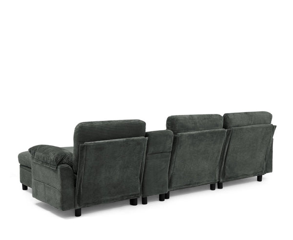 English Elm Modern Modular L Shaped Sectional Sofa with Storage Console and Liftable Chaise Ottoman Dark Gray W487S00610