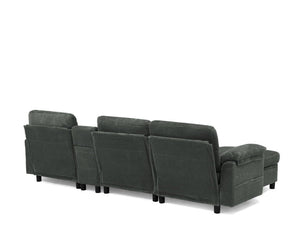 English Elm Modern Modular L Shaped Sectional Sofa with Storage Console and Liftable Chaise Ottoman Dark Gray W487S00610