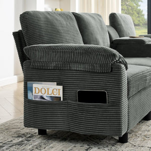 English Elm Modern Modular L Shaped Sectional Sofa with Storage Console and Liftable Chaise Ottoman Dark Gray W487S00610