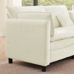 English Elm Modular L Shaped Sectional with Reversible Chaise USB Charging and Hidden Storage Beige W487S00612