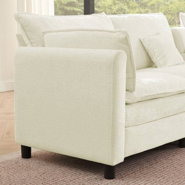 English Elm Modular L Shaped Sectional with Reversible Chaise USB Charging and Hidden Storage Beige W487S00612