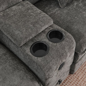 English Elm Modular L Shaped Sectional with Reversible Chaise USB Charging and Hidden Storage Dark Gray W487S00613
