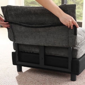 English Elm Modular L Shaped Sectional with Reversible Chaise USB Charging and Hidden Storage Dark Gray W487S00613