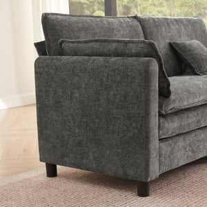 English Elm Modular L Shaped Sectional with Reversible Chaise USB Charging and Hidden Storage Dark Gray W487S00613