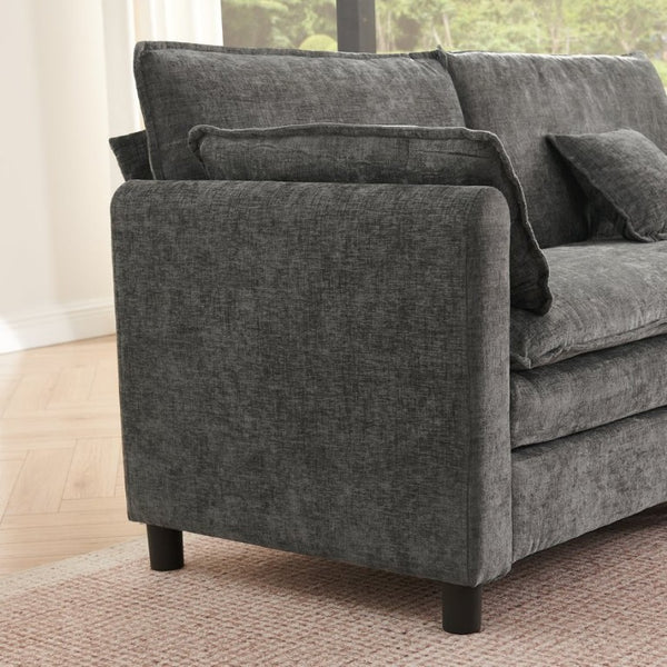 English Elm Modular L Shaped Sectional with Reversible Chaise USB Charging and Hidden Storage Dark Gray W487S00613