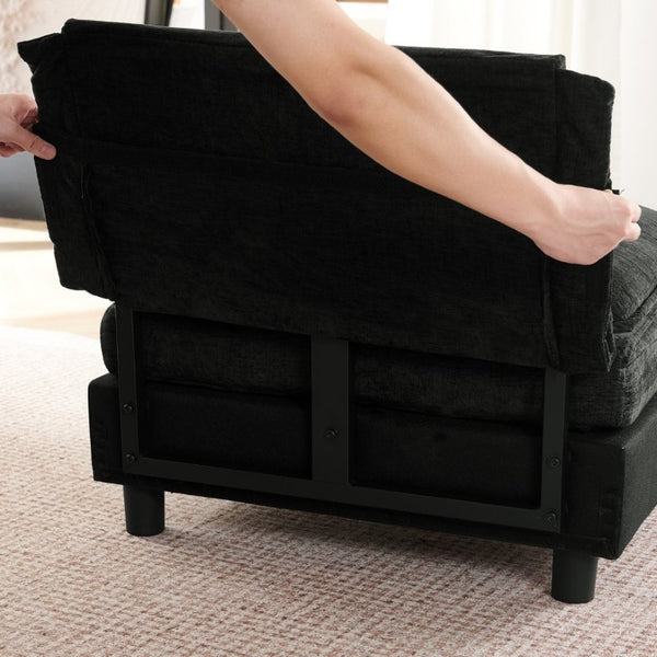 English Elm Modular L Shaped Sectional with Reversible Chaise USB Charging and Hidden Storage Black W487S00614