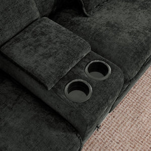 English Elm Modular L Shaped Sectional with Reversible Chaise USB Charging and Hidden Storage Black W487S00614