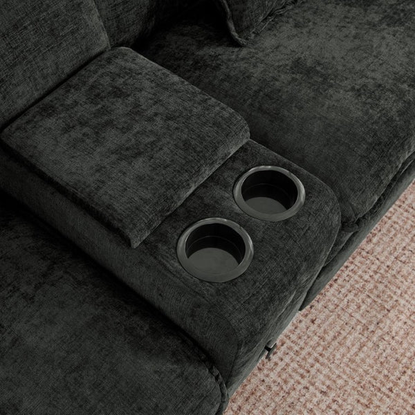 English Elm Modular L Shaped Sectional with Reversible Chaise USB Charging and Hidden Storage Black W487S00614