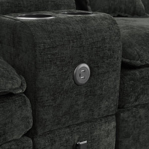 English Elm Modular L Shaped Sectional with Reversible Chaise USB Charging and Hidden Storage Black W487S00614