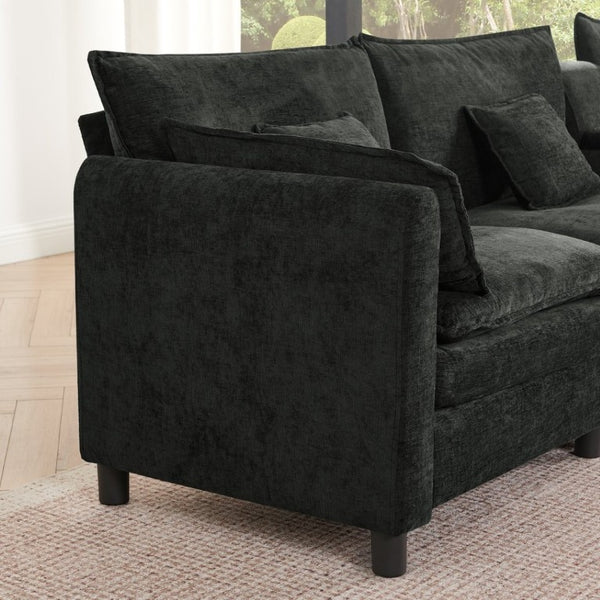 English Elm Modular L Shaped Sectional with Reversible Chaise USB Charging and Hidden Storage Black W487S00614