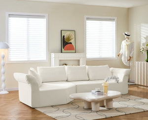 English Elm Modern Curved Modular Sectional Sofa with Wide Armrests for Open Living Spaces Beige Left Arm W487S00618