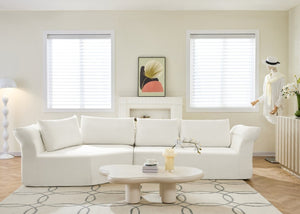 English Elm Modern Curved Modular Sectional Sofa with Wide Armrests for Open Living Spaces Beige Left Arm W487S00618