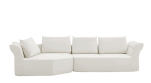 English Elm Modern Curved Modular Sectional Sofa with Wide Armrests for Open Living Spaces Beige Left Arm W487S00618