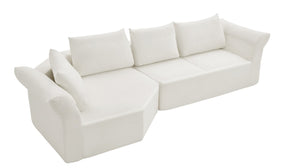 English Elm Modern Curved Modular Sectional Sofa with Wide Armrests for Open Living Spaces Beige Left Arm W487S00618
