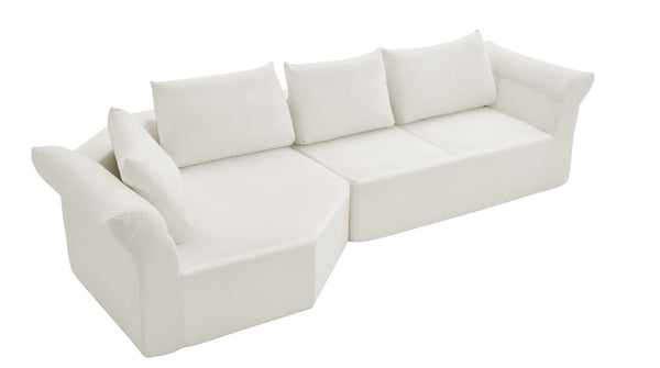 English Elm Modern Curved Modular Sectional Sofa with Wide Armrests for Open Living Spaces Beige Left Arm W487S00618
