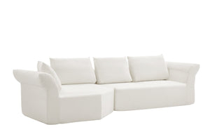 English Elm Modern Curved Modular Sectional Sofa with Wide Armrests for Open Living Spaces Beige Left Arm W487S00618
