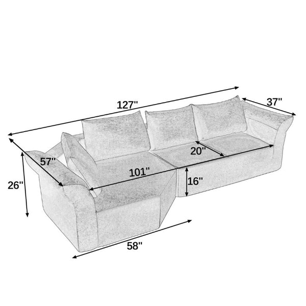 English Elm Modern Curved Modular Sectional Sofa with Wide Armrests for Open Living Spaces Beige Left Arm W487S00618
