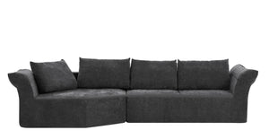 English Elm Modern Curved Modular Sectional Sofa with Wide Armrests for Open Living Spaces Dark Gray Left Arm W487S00619