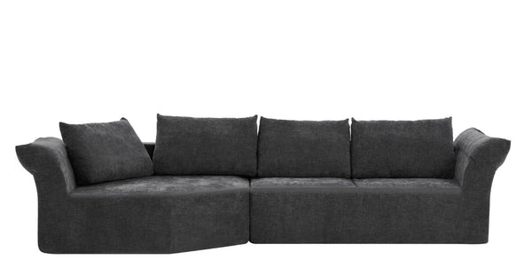 English Elm Modern Curved Modular Sectional Sofa with Wide Armrests for Open Living Spaces Dark Gray Left Arm W487S00619