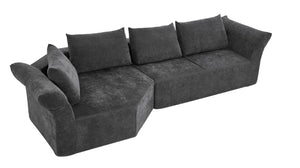 English Elm Modern Curved Modular Sectional Sofa with Wide Armrests for Open Living Spaces Dark Gray Left Arm W487S00619