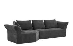 English Elm Modern Curved Modular Sectional Sofa with Wide Armrests for Open Living Spaces Dark Gray Left Arm W487S00619