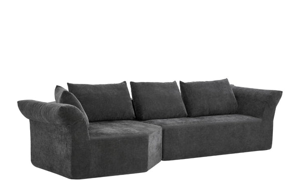 English Elm Modern Curved Modular Sectional Sofa with Wide Armrests for Open Living Spaces Dark Gray Left Arm W487S00619