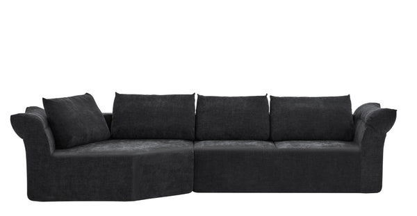English Elm Modern Curved Modular Sectional Sofa with Wide Armrests for Open Living Spaces Black Left Arm W487S00620