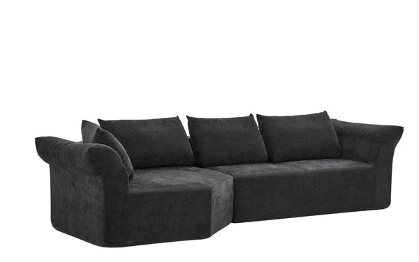 English Elm Modern Curved Modular Sectional Sofa with Wide Armrests for Open Living Spaces Black Left Arm W487S00620