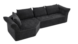 English Elm Modern Curved Modular Sectional Sofa with Wide Armrests for Open Living Spaces Black Left Arm W487S00620
