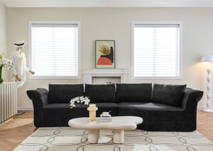 English Elm Modern Curved Modular Sectional Sofa with Wide Armrests for Open Living Spaces Black Right Arm W487S00622