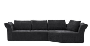 English Elm Modern Curved Modular Sectional Sofa with Wide Armrests for Open Living Spaces Black Right Arm W487S00622
