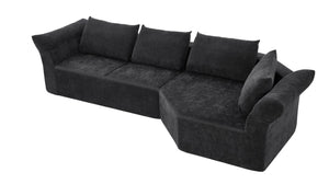 English Elm Modern Curved Modular Sectional Sofa with Wide Armrests for Open Living Spaces Black Right Arm W487S00622