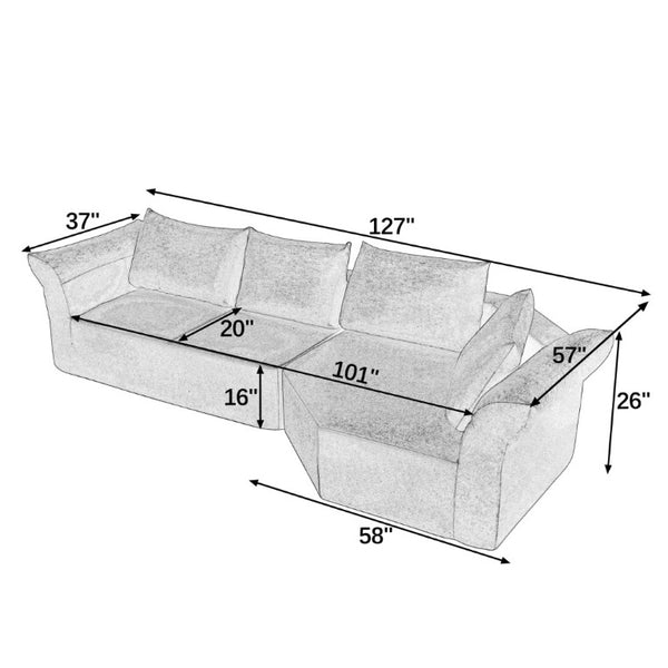 English Elm Modern Curved Modular Sectional Sofa with Wide Armrests for Open Living Spaces Black Right Arm W487S00622