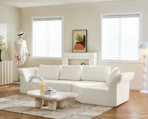 English Elm Modern Curved Modular Sectional Sofa with Wide Armrests for Open Living Spaces Beige Right Arm W487S00624