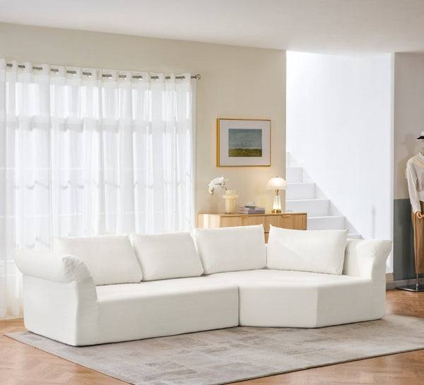 English Elm Modern Curved Modular Sectional Sofa with Wide Armrests for Open Living Spaces Beige Right Arm W487S00624