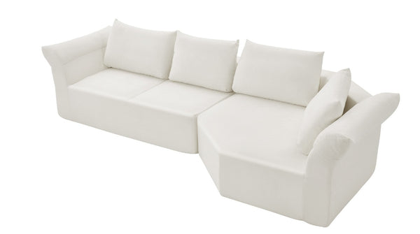 English Elm Modern Curved Modular Sectional Sofa with Wide Armrests for Open Living Spaces Beige Right Arm W487S00624