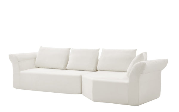English Elm Modern Curved Modular Sectional Sofa with Wide Armrests for Open Living Spaces Beige Right Arm W487S00624