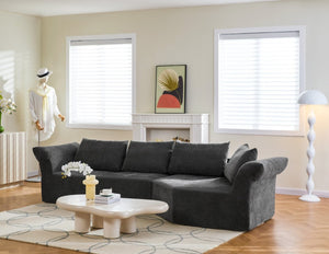 English Elm Modern Curved Modular Sectional Sofa with Wide Armrests for Open Living Spaces Dark Gray Right Arm W487S00626