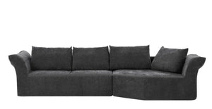 English Elm Modern Curved Modular Sectional Sofa with Wide Armrests for Open Living Spaces Dark Gray Right Arm W487S00626