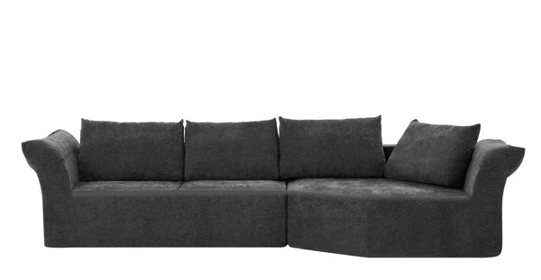 English Elm Modern Curved Modular Sectional Sofa with Wide Armrests for Open Living Spaces Dark Gray Right Arm W487S00626