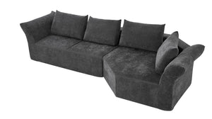 English Elm Modern Curved Modular Sectional Sofa with Wide Armrests for Open Living Spaces Dark Gray Right Arm W487S00626