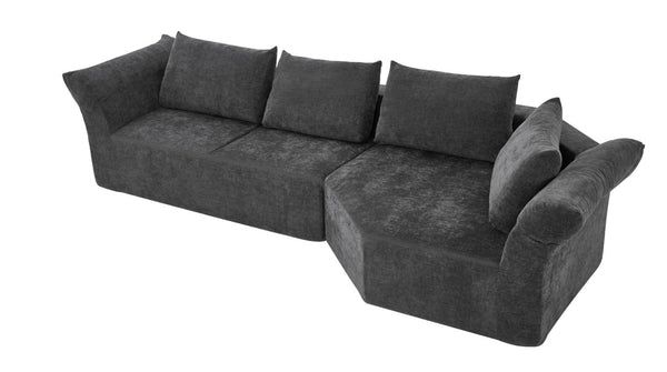 English Elm Modern Curved Modular Sectional Sofa with Wide Armrests for Open Living Spaces Dark Gray Right Arm W487S00626
