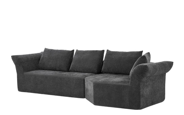 English Elm Modern Curved Modular Sectional Sofa with Wide Armrests for Open Living Spaces Dark Gray Right Arm W487S00626