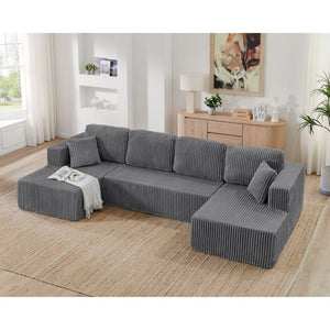 English Elm Leisure Chenille Two Seat Manual Reclining Sofa with USB Port and Storage Ottoman Gray W487S00632